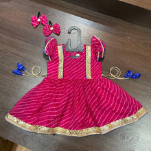 Load image into Gallery viewer, Rani Color Lehriya Gotta Patti Border Frock Dress - MEEMORA FROCKS
