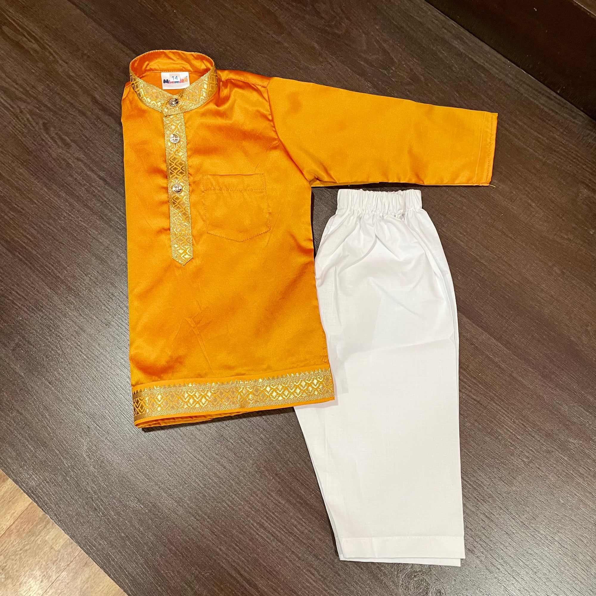Mango Yellow Two Toned Traditional Silk Kurta Pajama