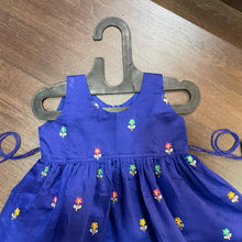 Load image into Gallery viewer, Royal Blue Flower Embroidery Cotton Silk Frock - MEEMORA FROCKS
