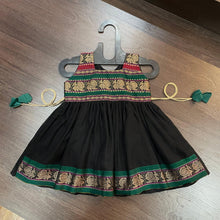 Load image into Gallery viewer, Black Green Peacock Border Ilkal Frock Dress - MEEMORA FROCKS
