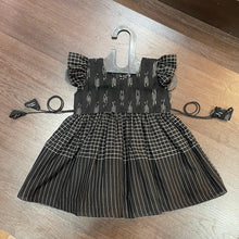 Load image into Gallery viewer, Black Checks Lining Combintaion Ilkal Frock Dress - MEEMORA FROCKS
