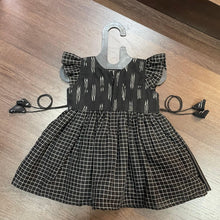 Load image into Gallery viewer, Black Checks Lining Combintaion Ilkal Frock Dress - MEEMORA FROCKS
