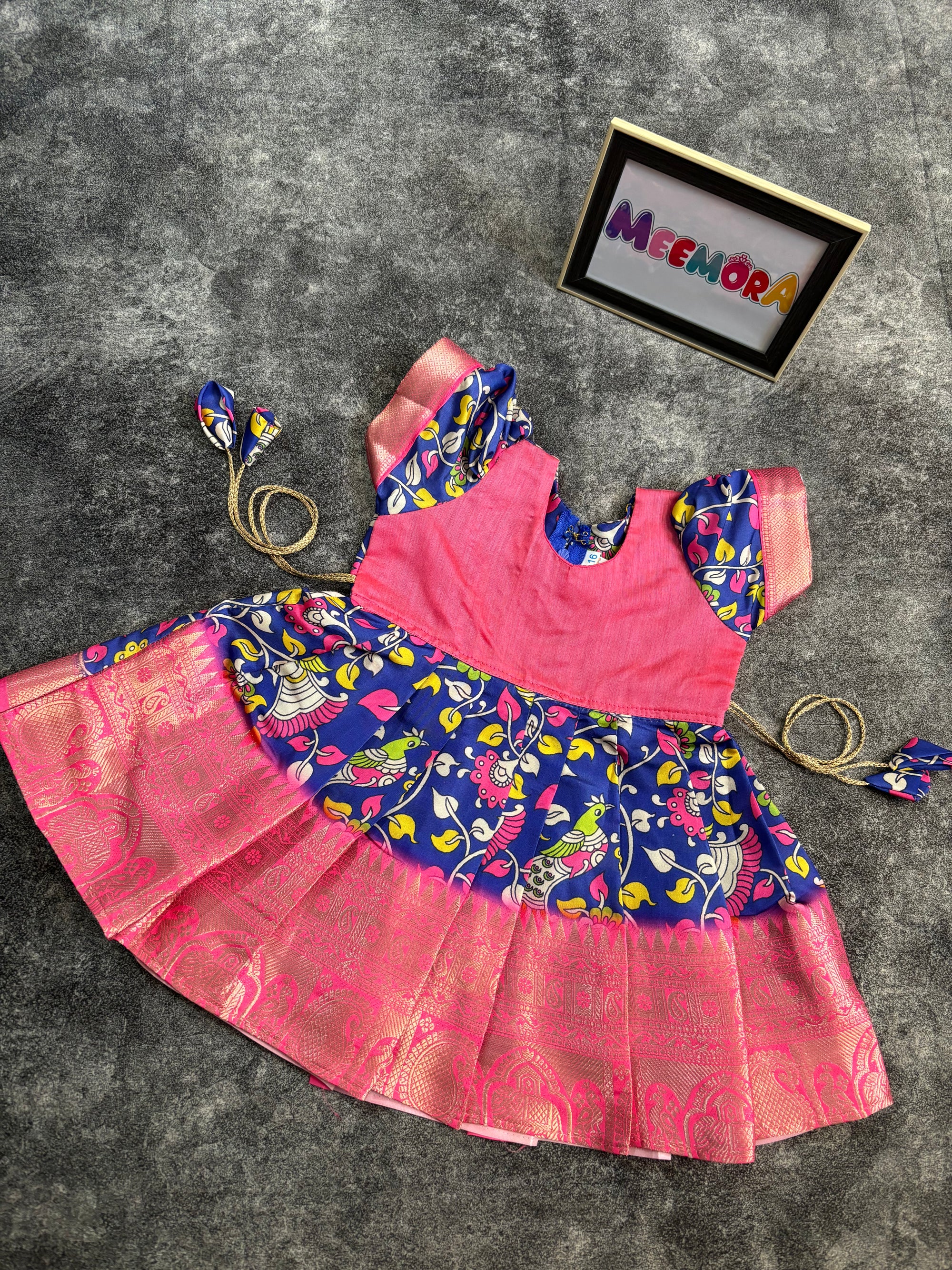 Royal Blue Kalamkari Digital Print Dress