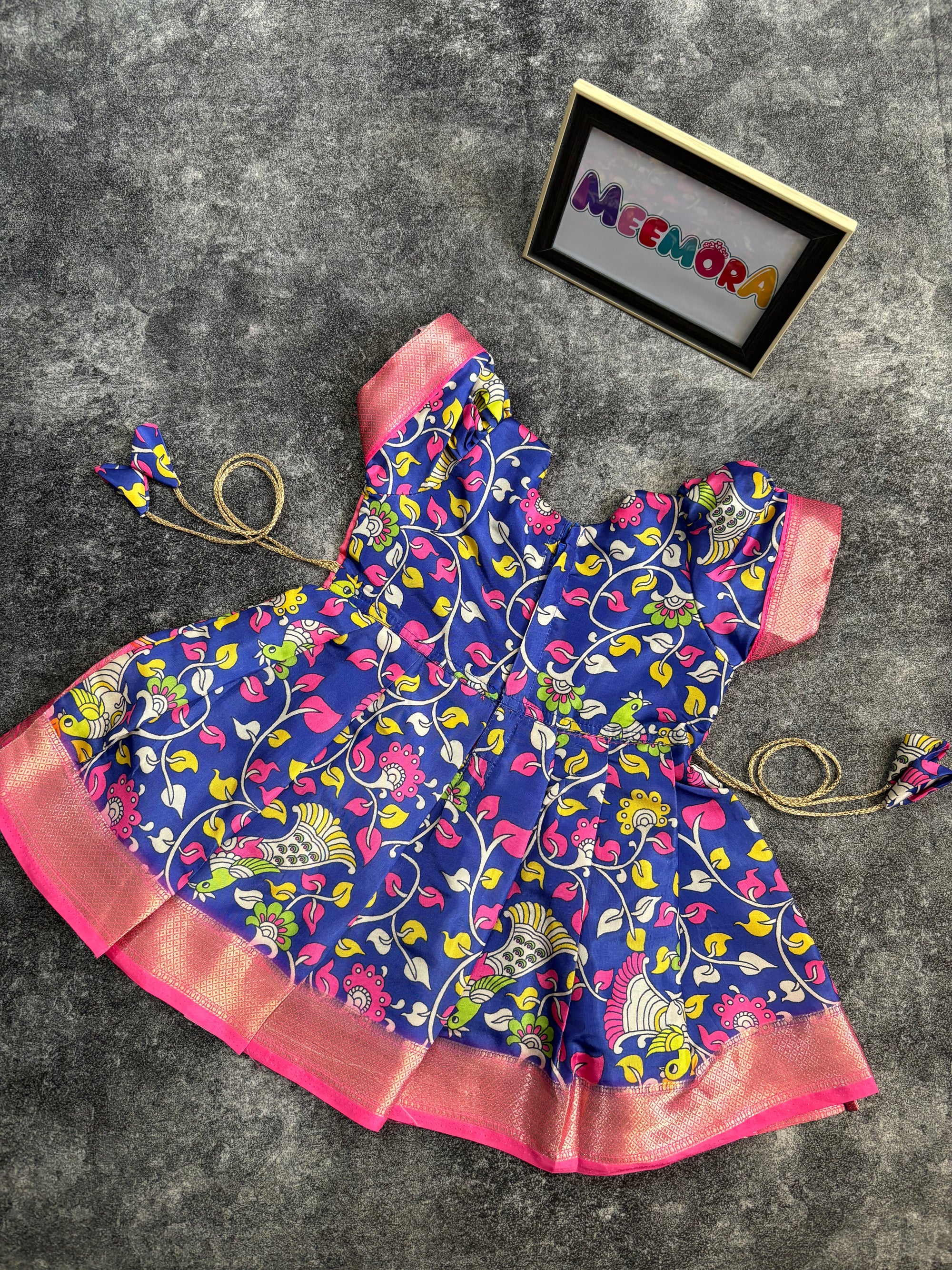 Royal Blue Kalamkari Digital Print Dress