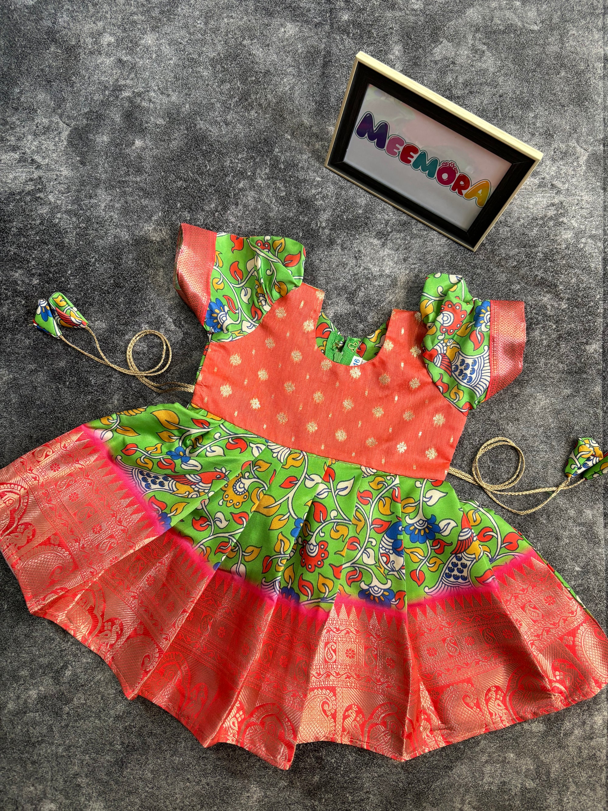 Parrot Green Kalamkari Digital Print Dress