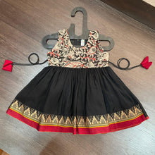 Load image into Gallery viewer, Black Ilkal &amp; Kalamkari Combination Knee Length Frock Dress - MEEMORA FROCKS
