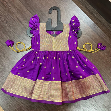 Purple Color Silk with Paithani Border Patch Dress - MEEMORA FROCKS