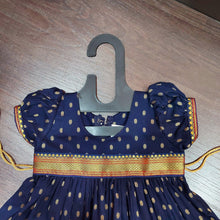 Load image into Gallery viewer, Navy Blue Chanderi Butti Frock Dress - MEEMORA FROCKS
