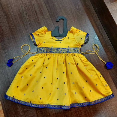 Yellow Color Mulberry Silk Frock Dress - MEEMORA FROCKS