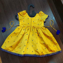 Load image into Gallery viewer, Yellow Color Mulberry Silk Frock Dress - MEEMORA FROCKS

