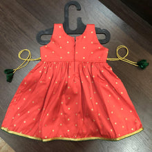 Load image into Gallery viewer, Tomato Silk with Zari Border Dress - MEEMORA FROCKS
