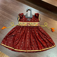 Load image into Gallery viewer, Maroon Silk with Peacock Paithani Border Dress - MEEMORA FROCKS
