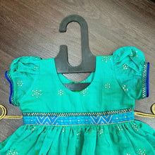 Load image into Gallery viewer, Sea Green Modal Chanderi Work Cotton Frock Dress. - MEEMORA FROCKS
