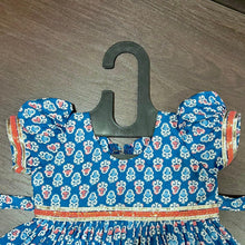 Load image into Gallery viewer, Blue Floral Jaipuri Cotton Knee Length Frock Dress - MEEMORA FROCKS
