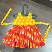 Load image into Gallery viewer, RED &amp; YELLOW COMBINATION PURE IKAT KNEE LENGTH FROCK DRESS - MEEMORA FROCKS
