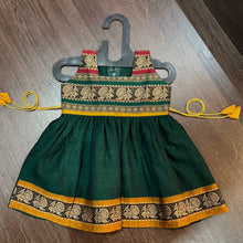 Load image into Gallery viewer, Bottle Green Peacock Border Frock Dress
