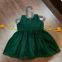 Load image into Gallery viewer, Bottle Green Peacock Border Frock Dress
