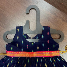 Load image into Gallery viewer, Navy Blue Multi Butti Cotton Frock - MEEMORA FROCKS
