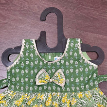 Load image into Gallery viewer, YELLOW &amp; GREEN FLORAL COMBINATION JAIPURI COTTON FROCK - MEEMORA FROCKS
