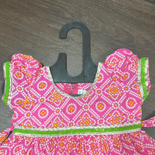 Load image into Gallery viewer, Pink Bandhani Print Jaipuri Cotton Frock Dress - MEEMORA FROCKS
