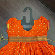 Load image into Gallery viewer, Orange Chanderi Butti Frock Dress - MEEMORA FROCKS
