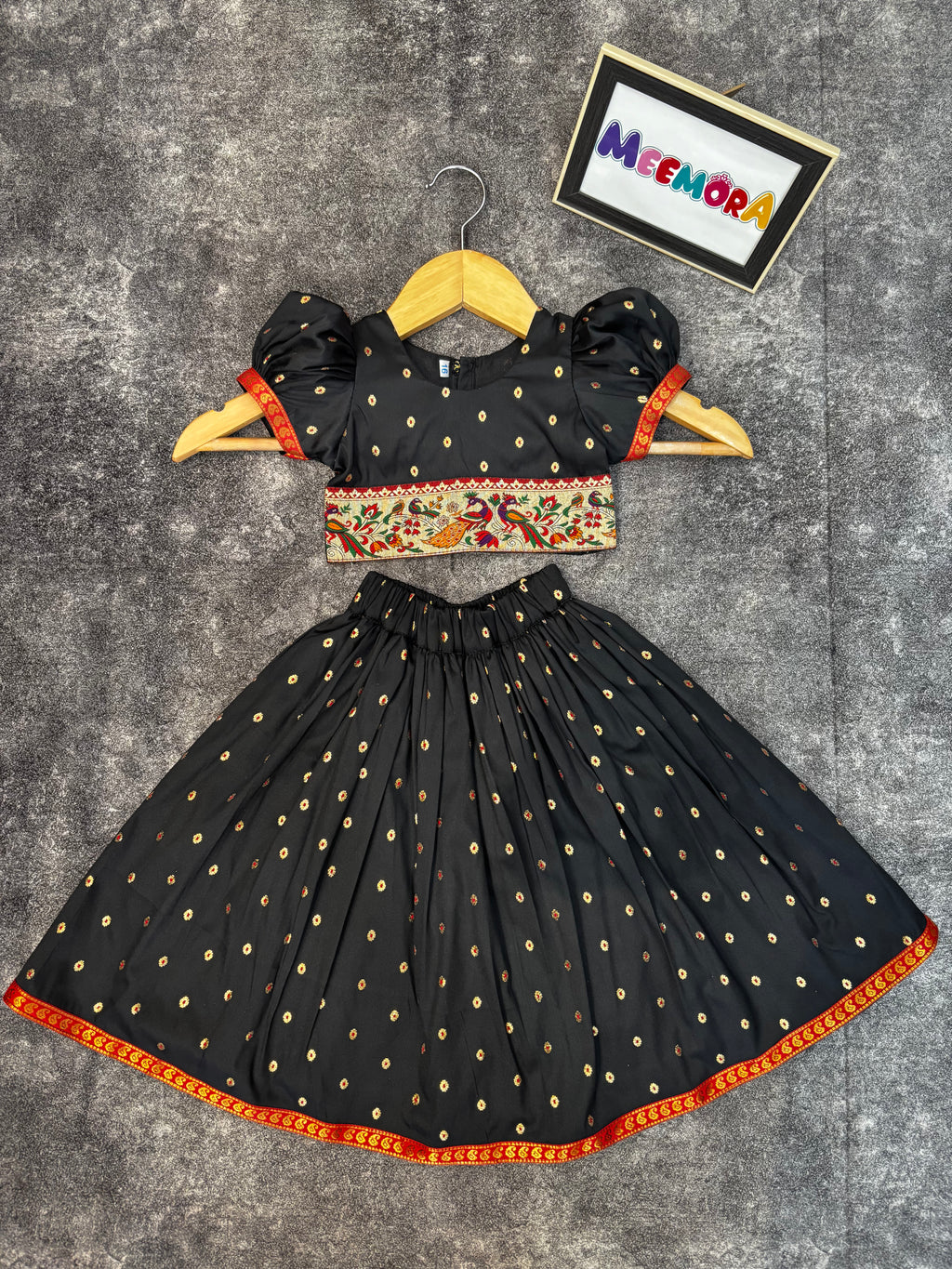 Black Paithani Zari Skirt Blouse Set