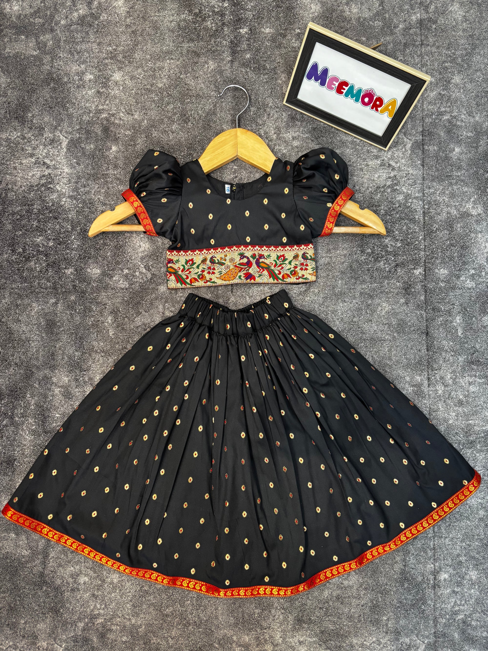 Black Paithani Zari Skirt Blouse Set