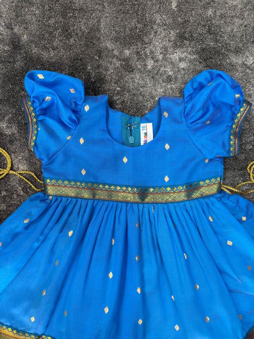 Firozi Paithani Butti Silk Frock for Girls | 0–8 Years