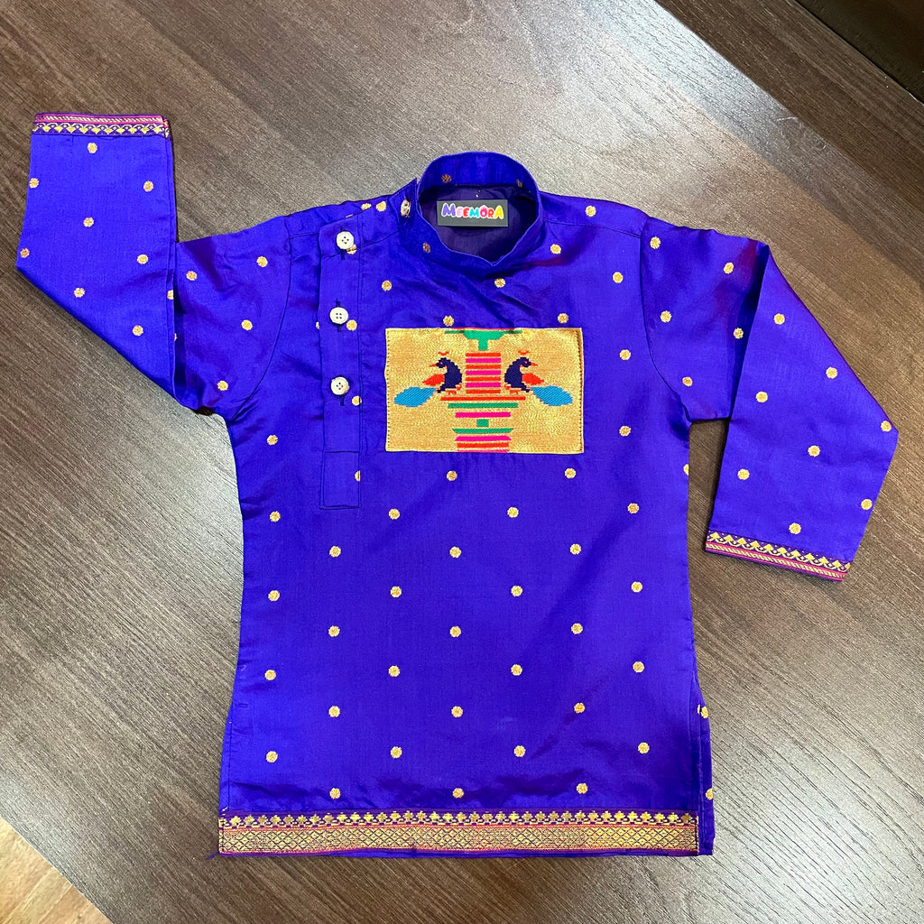 Royal Blue Paithani Styled Kurta Pajama