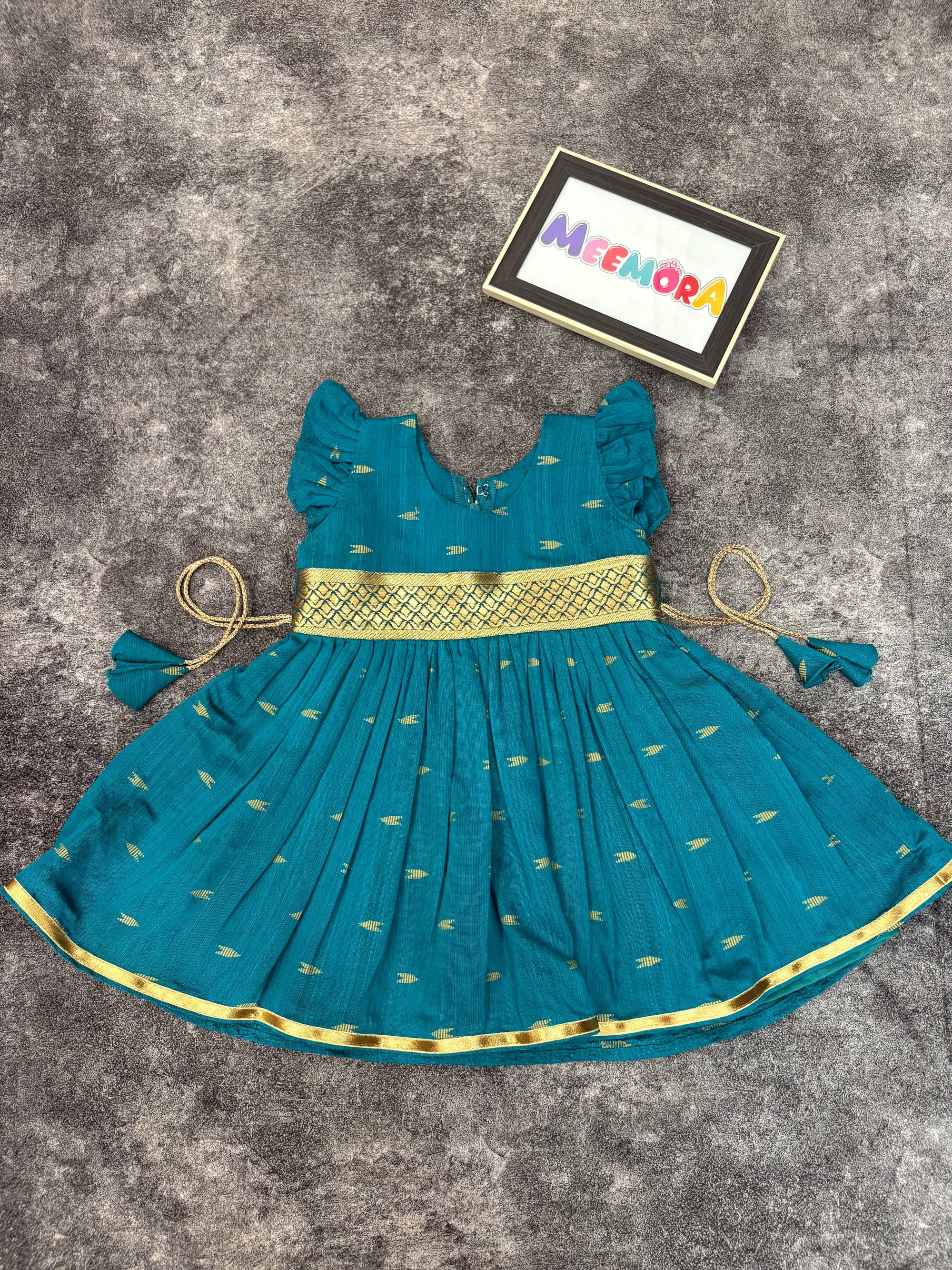 Rama Raw Silk Frock Kids Dress for Baby Girl