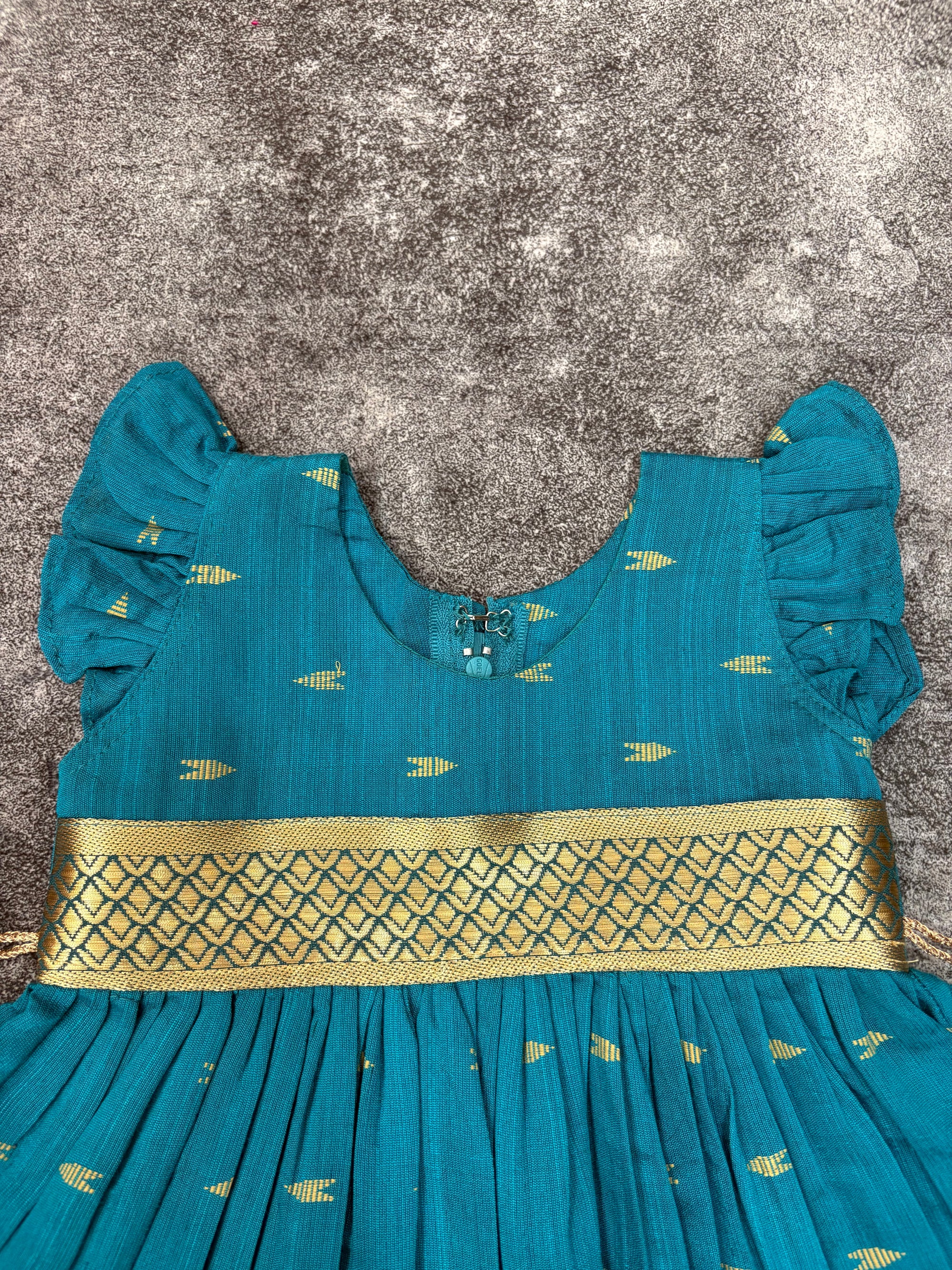 Rama Raw Silk Frock Kids Dress for Baby Girl