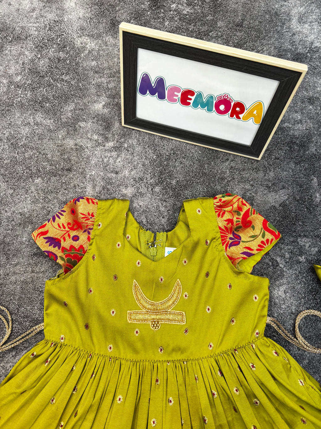 Mehendi Chandrakor Paithani Frock Dress