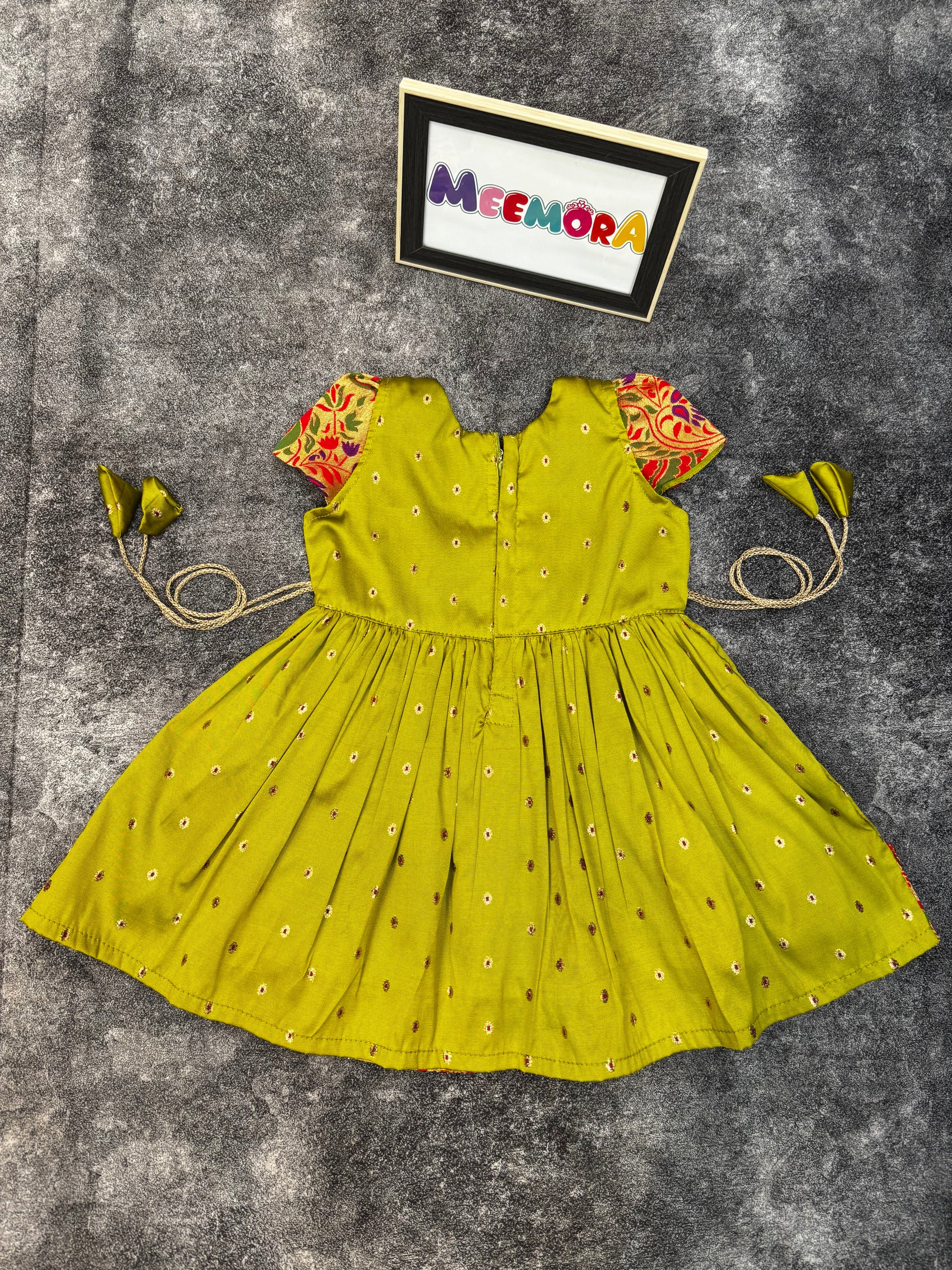 Mehendi Chandrakor Paithani Frock Dress