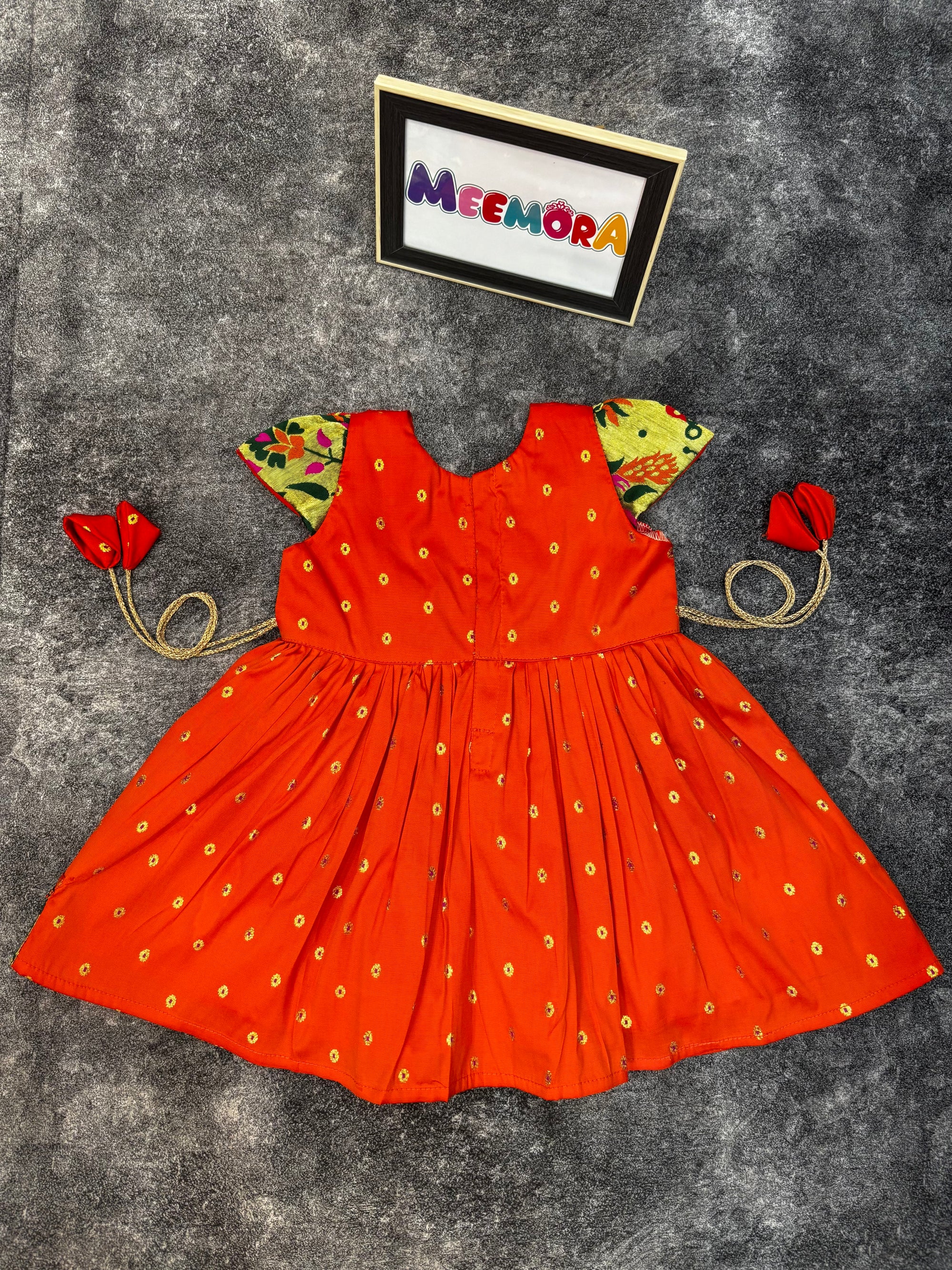 Orange Chandrakor Paithani Frock Dress