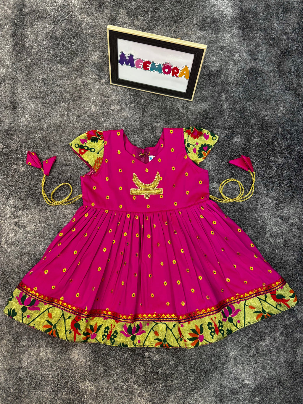 Pink Chandrakor Paithani Frock Dress