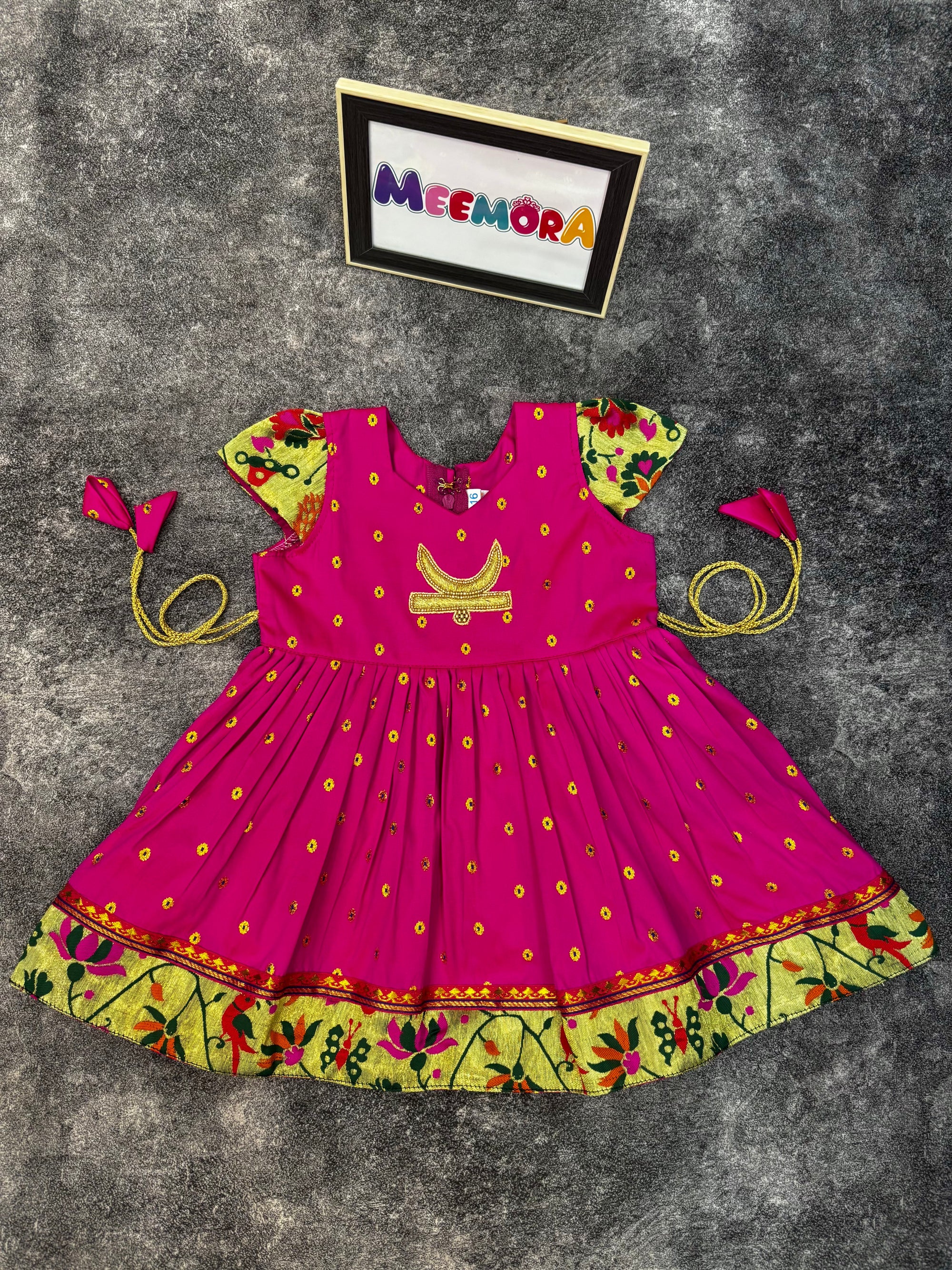 Pink Chandrakor Paithani Frock Dress