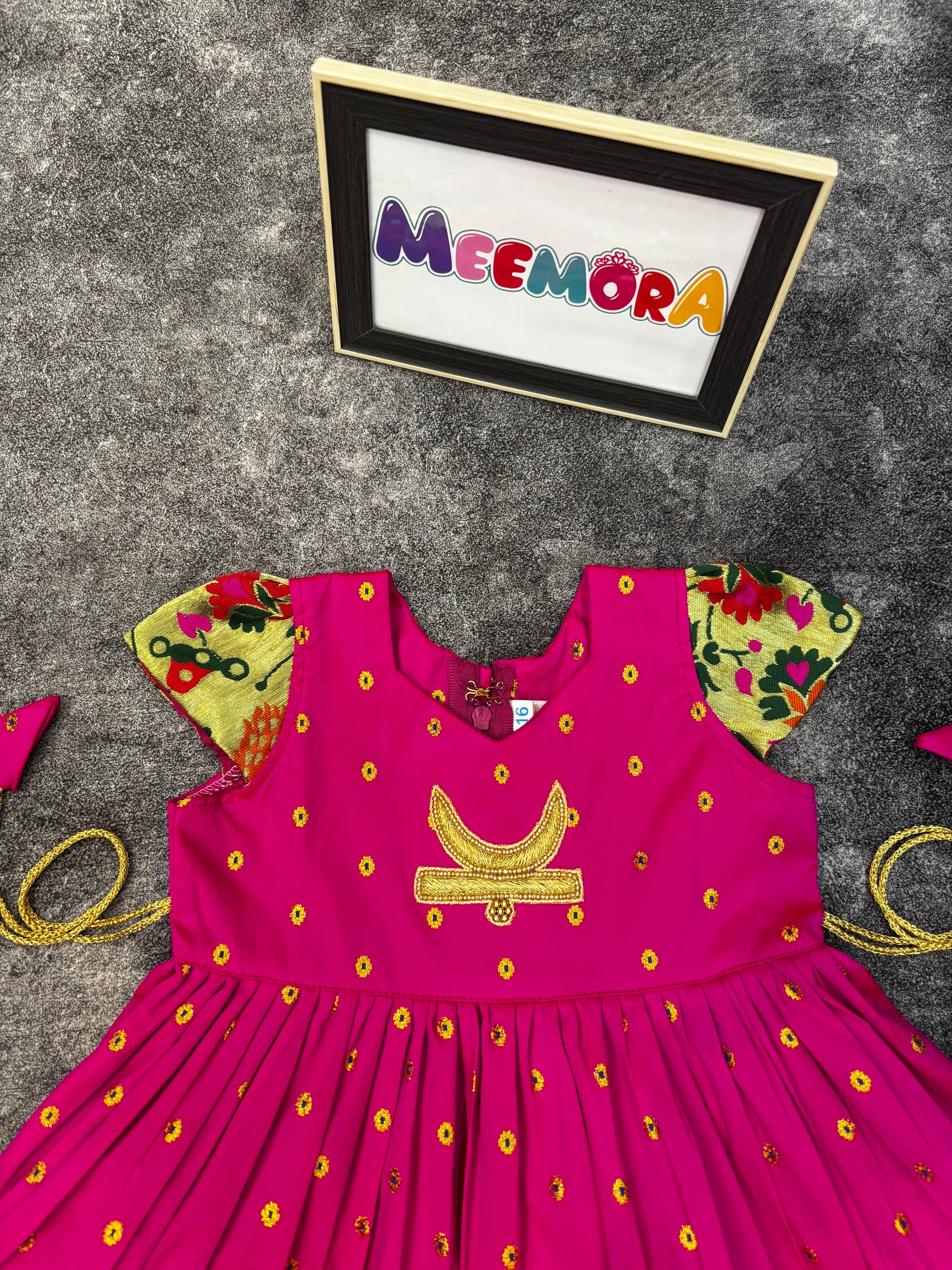 Pink Chandrakor Paithani Frock Dress