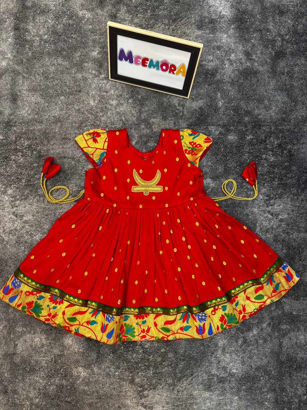 Red Chandrakor Paithani Frock Dress