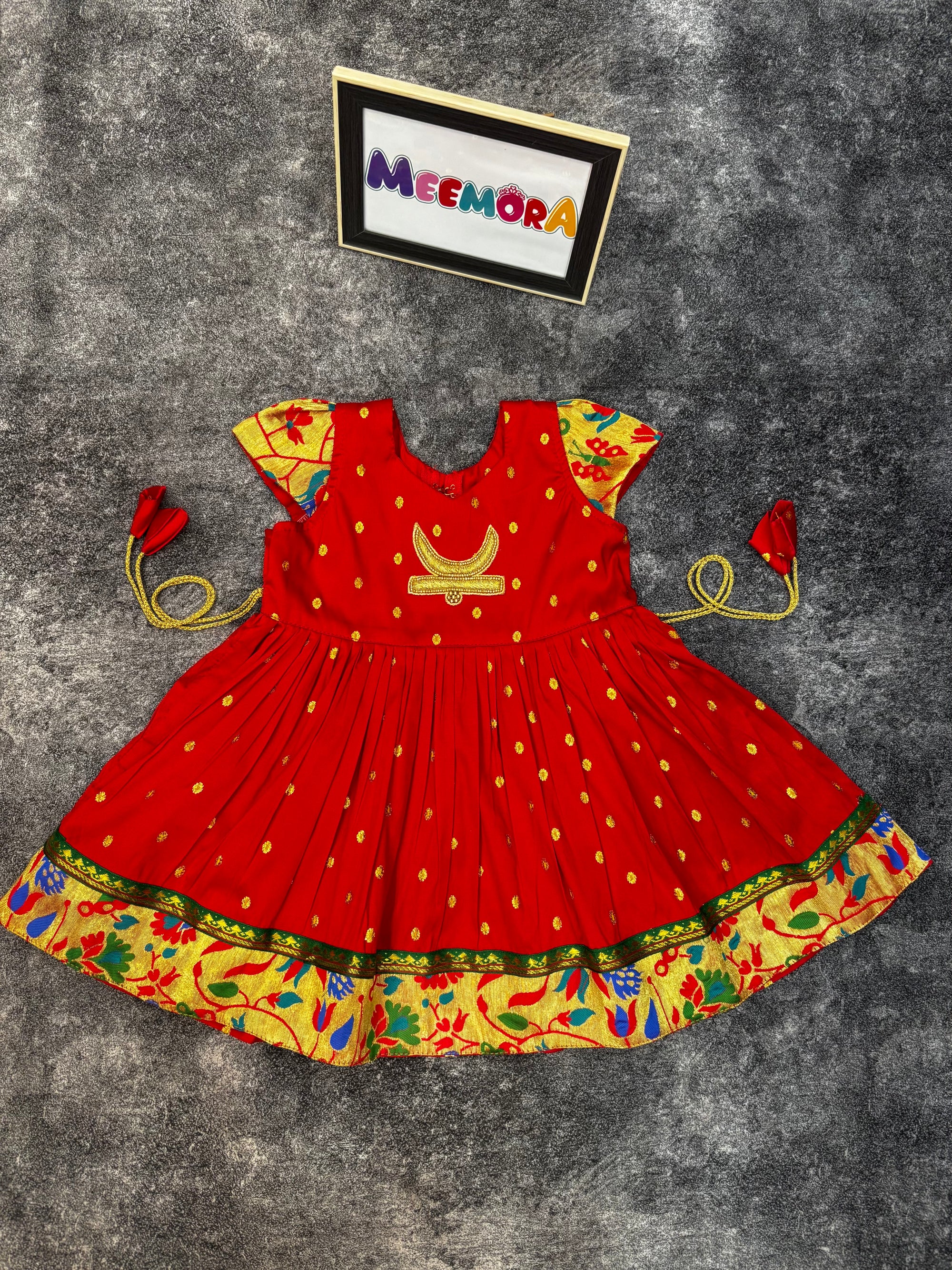 Red Chandrakor Paithani Frock Dress