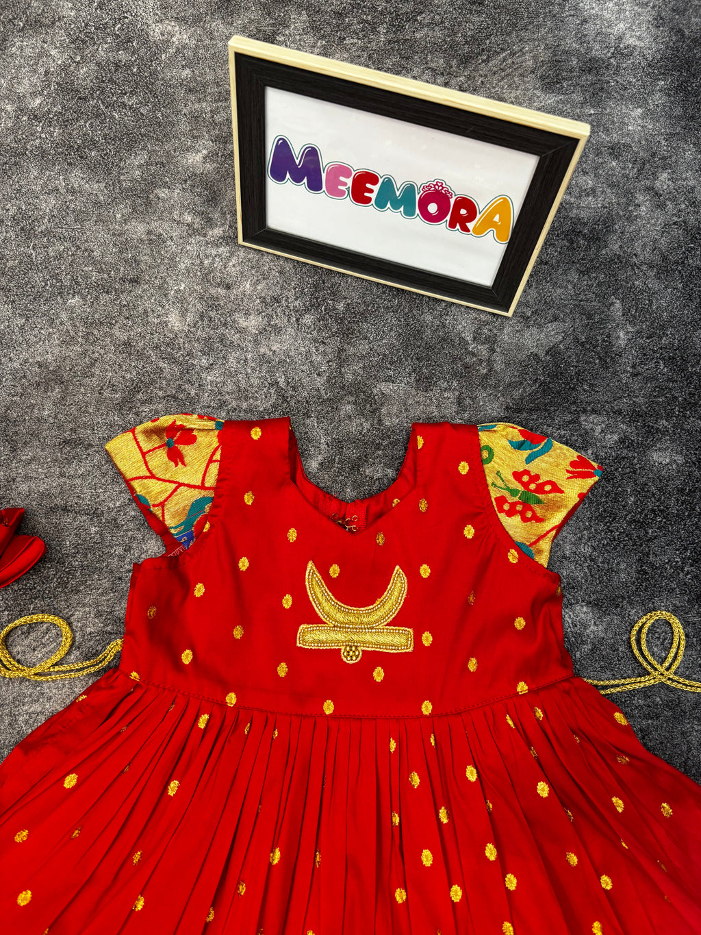 Red Chandrakor Paithani Frock Dress