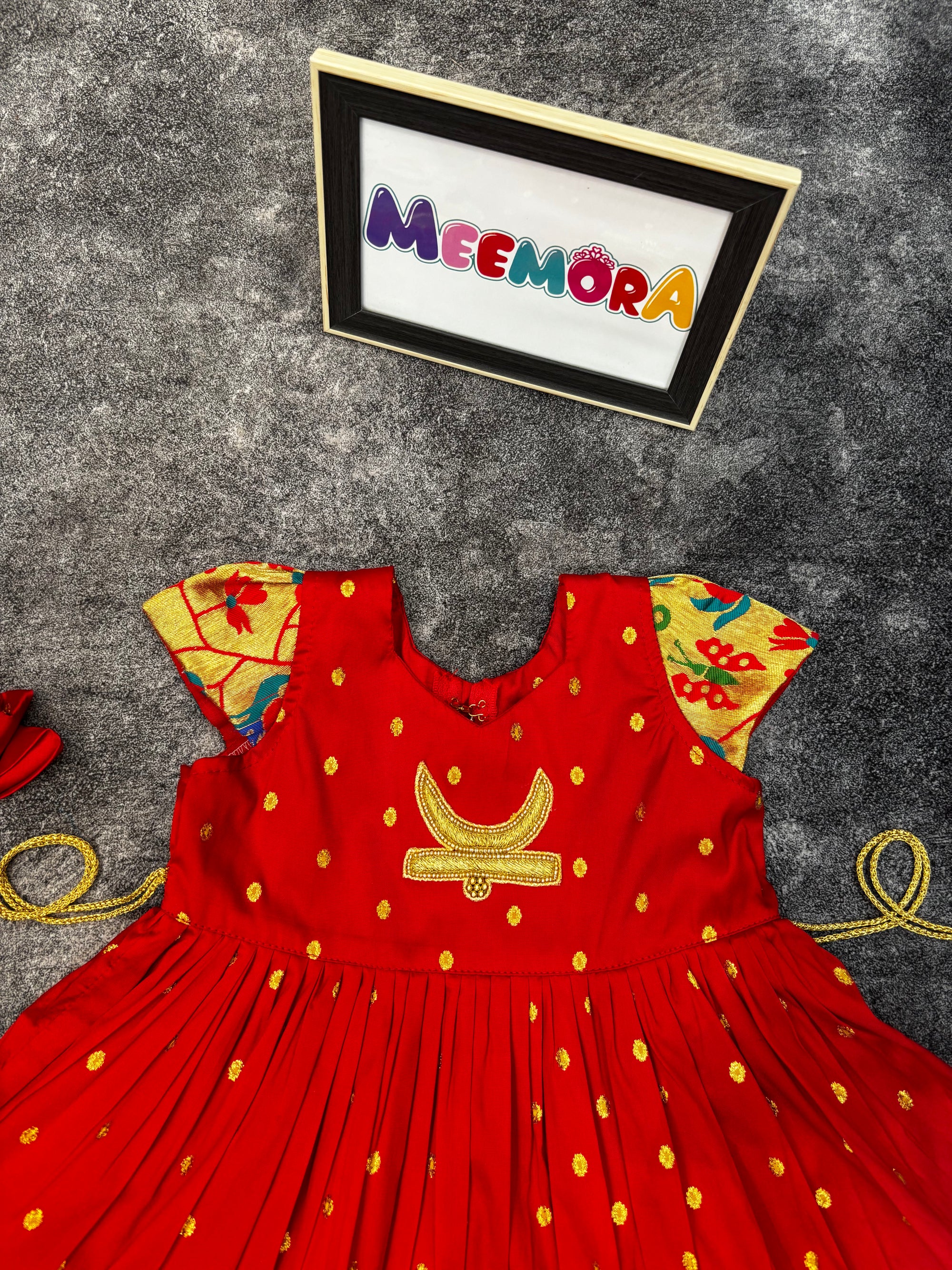 Red Chandrakor Paithani Frock Dress