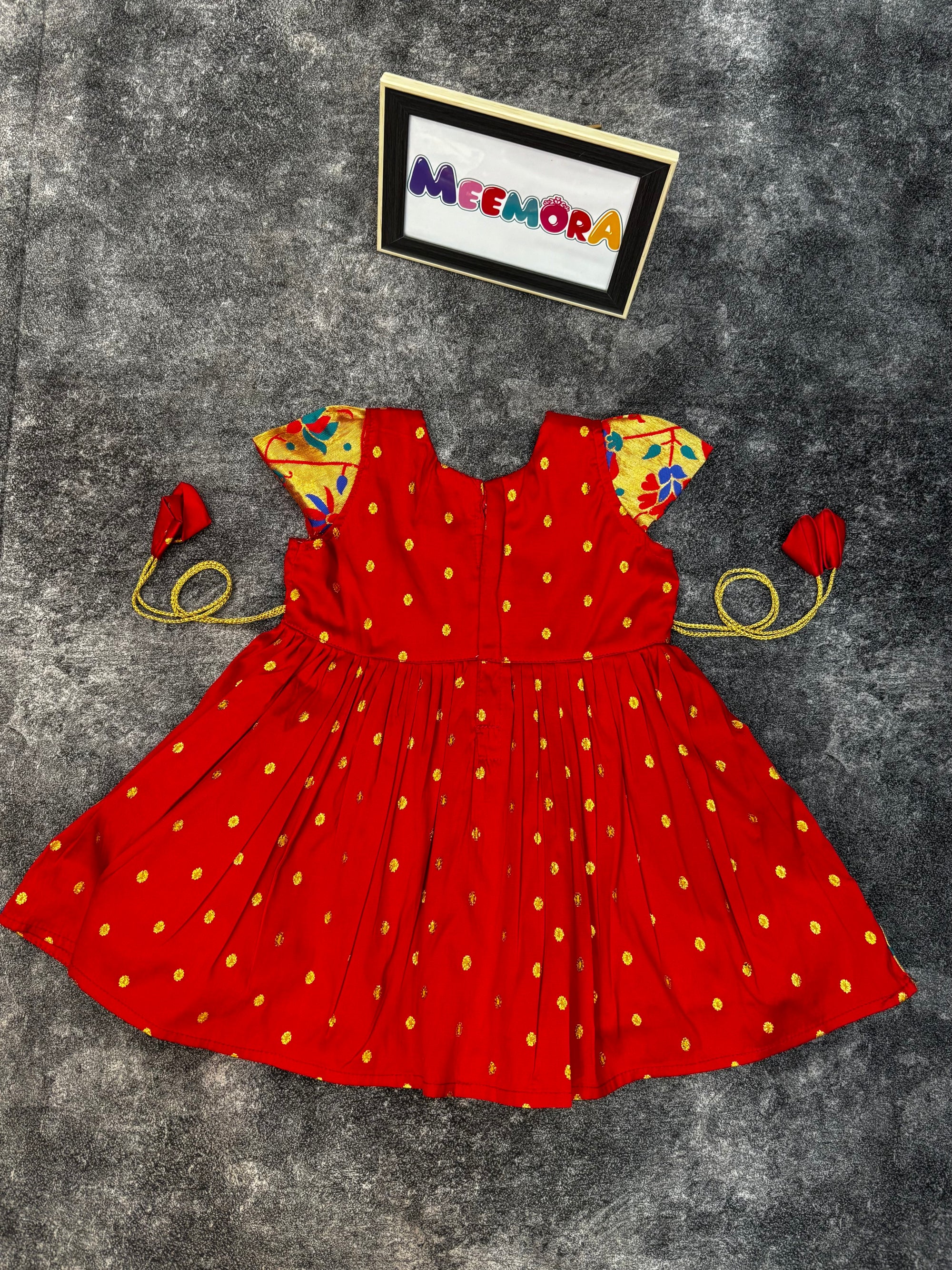 Red Chandrakor Paithani Frock Dress