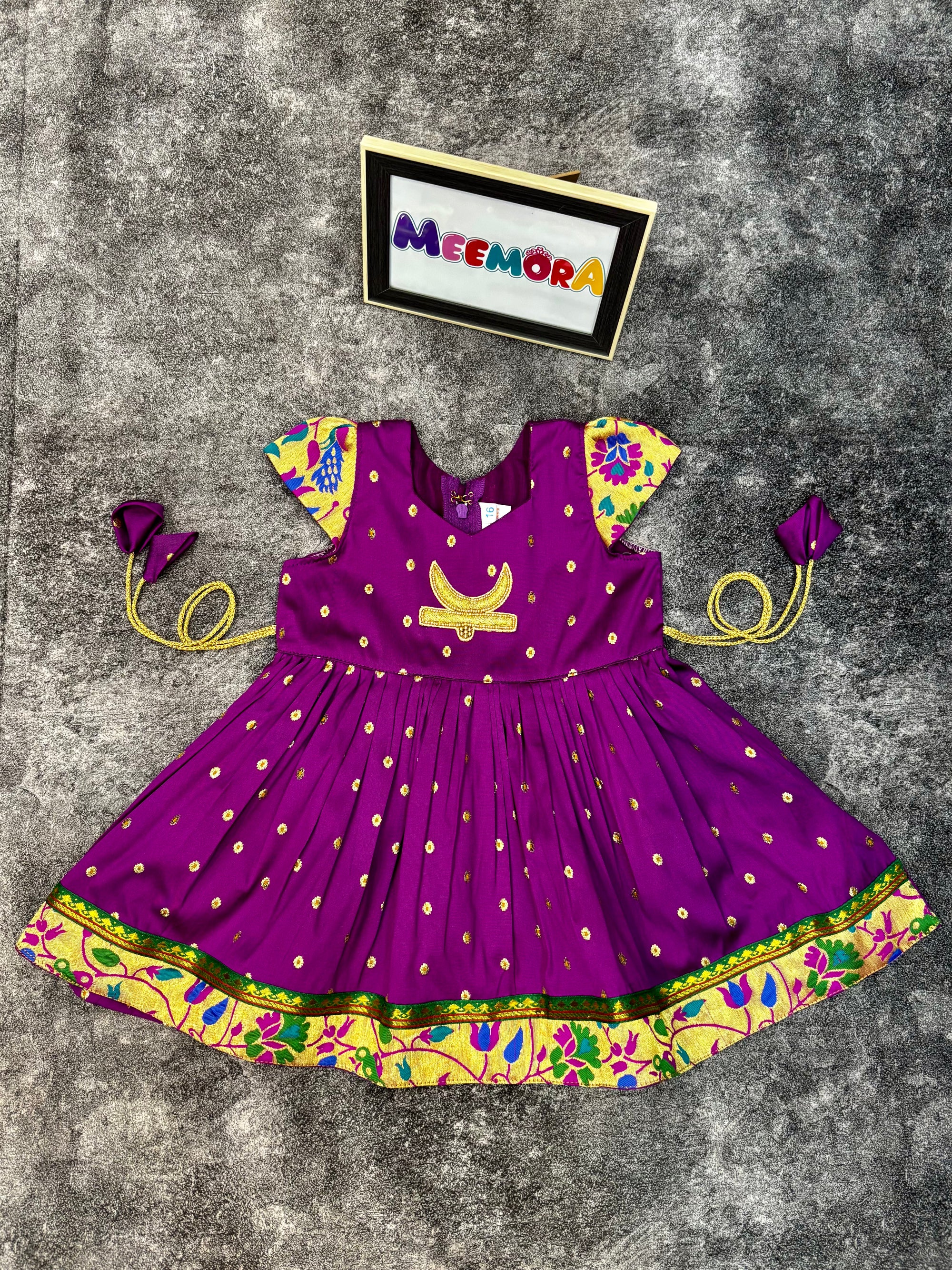 Purple Chandrakor Paithani Frock Dress