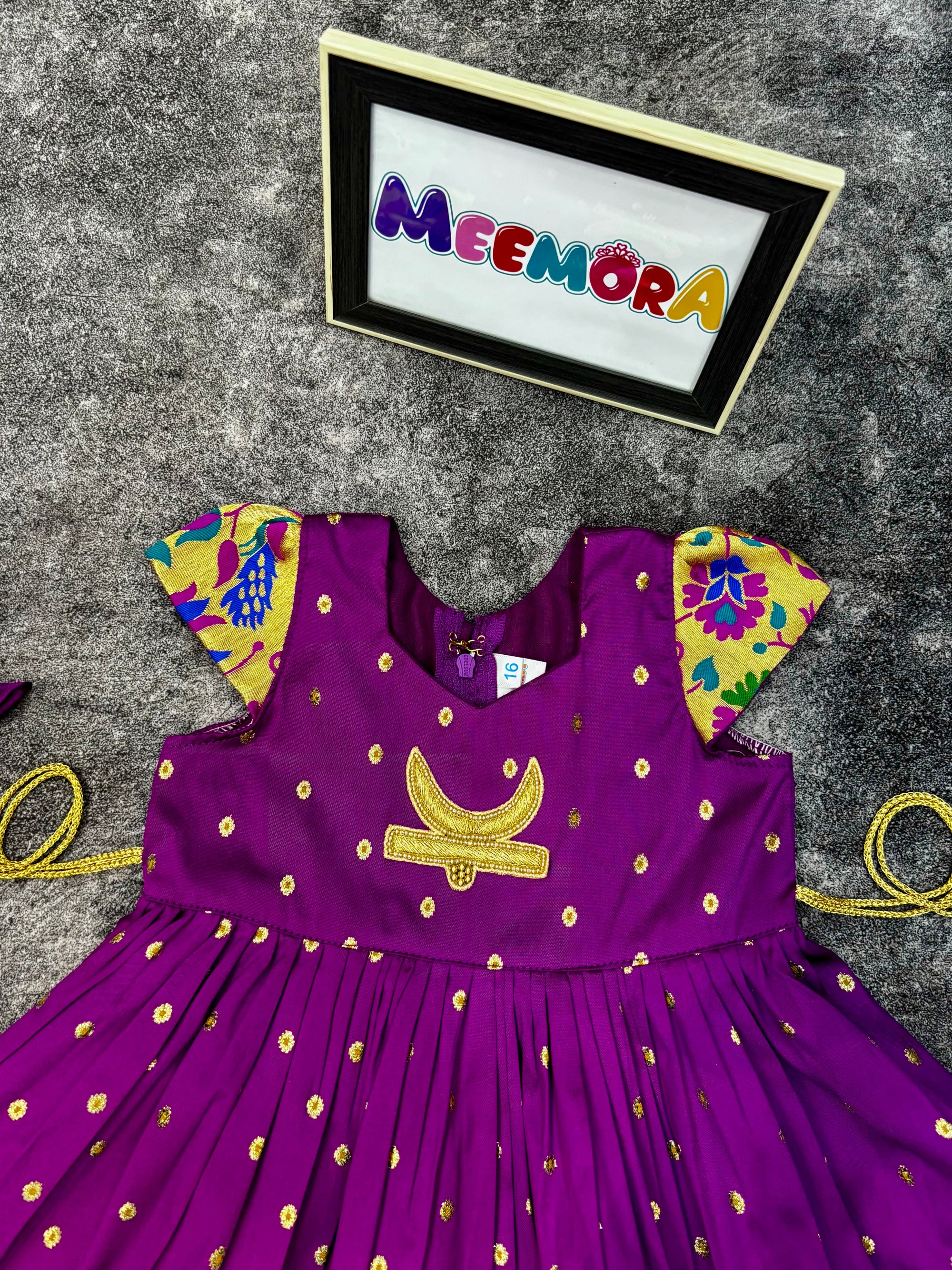 Purple Chandrakor Paithani Frock Dress