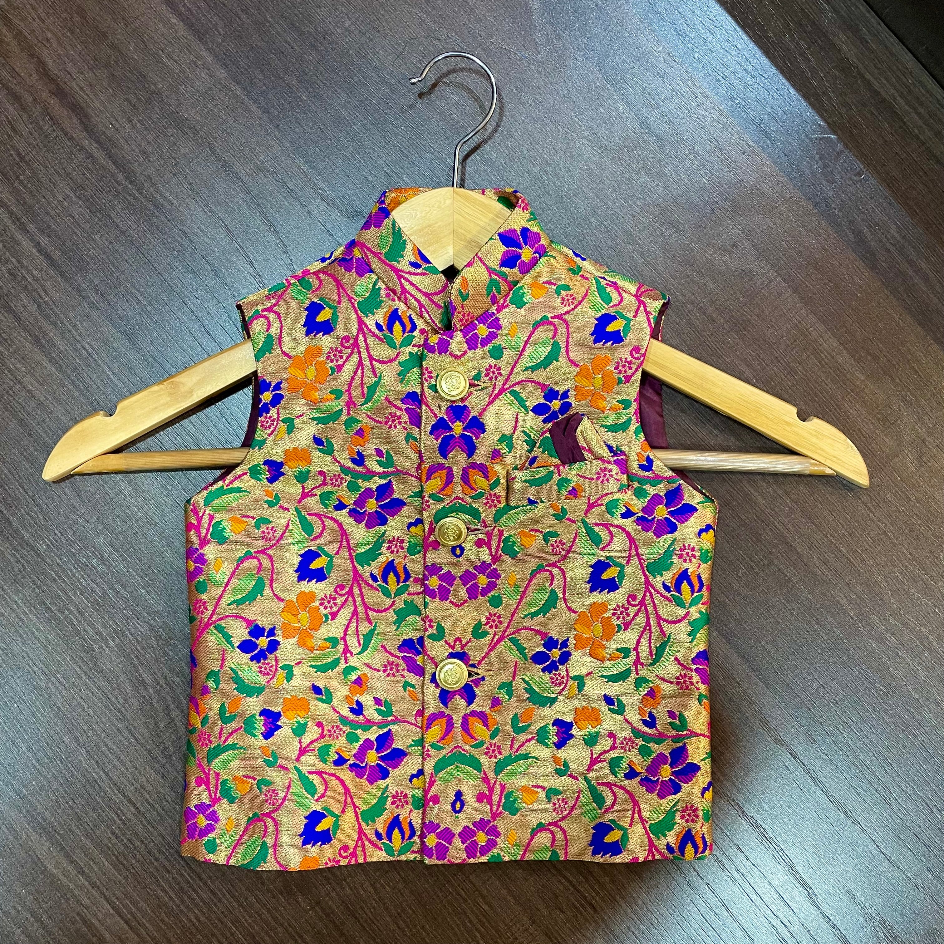 Paithani Multicolor Modi Jacket For Boys