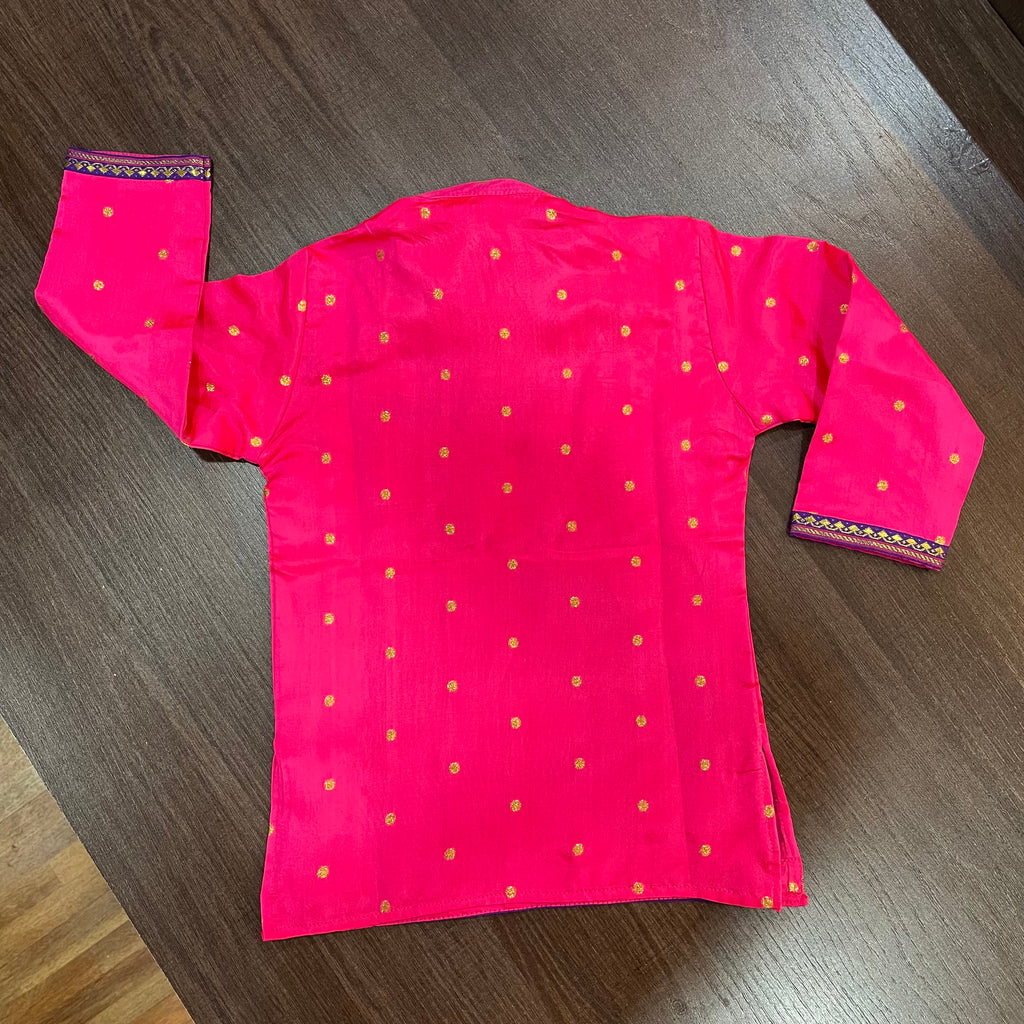 Neon Pink Paithani Styled Kurta Pajama
