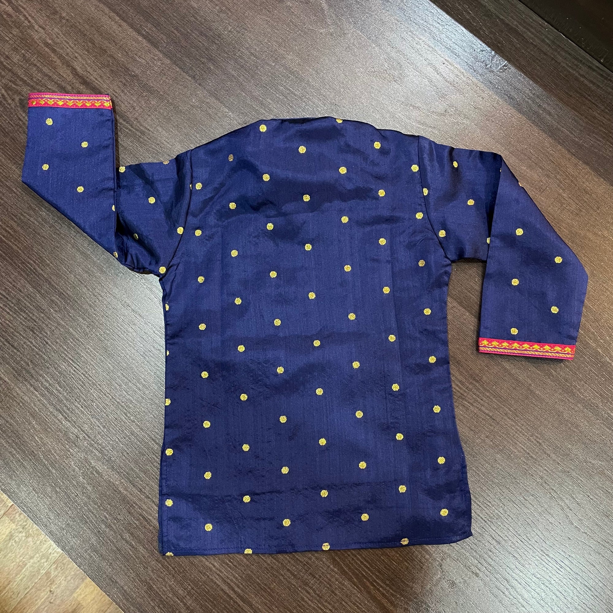 Navy Blue Paithani Styled Kurta Pajama