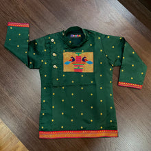 Load image into Gallery viewer, Bottle Green Paithani Styled Kurta Pajama
