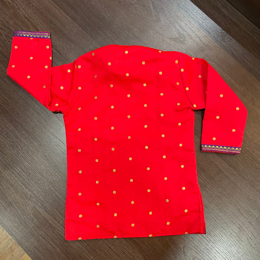 Red Paithani Styled Kurta Pajama