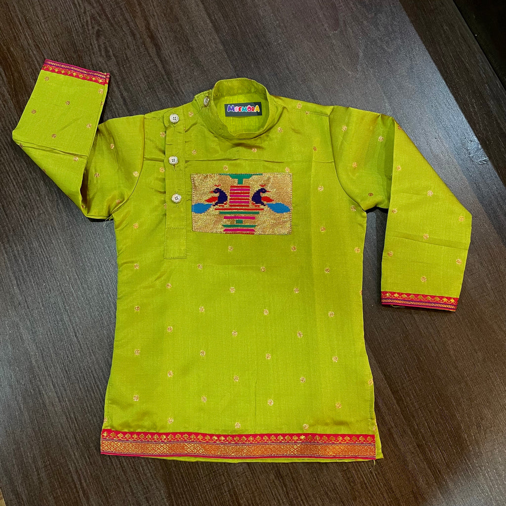 Lime Paithani Styled Kurta Pajama